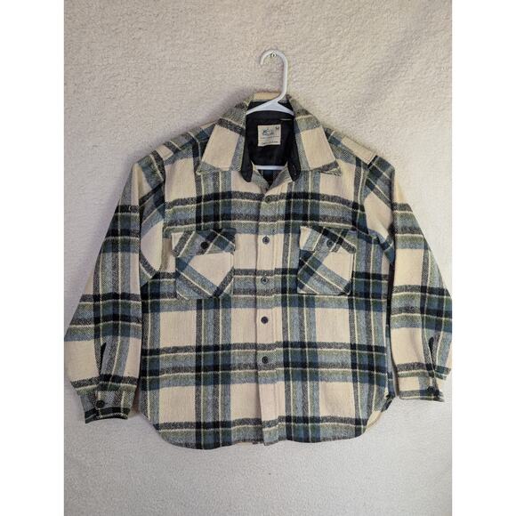 Vintage Kmart Flannel Shacket Mens Medium Buffalo Plaid 80s Western Button READ - Picture 1 of 16